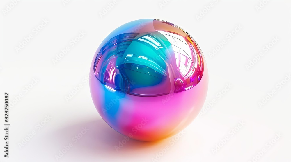 Poster hyperrealistic gradient liquid sphere with vivid colors isolated on white background 3d rendering