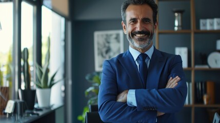 Obraz premium Confident mid aged CEO in office proud and professional.