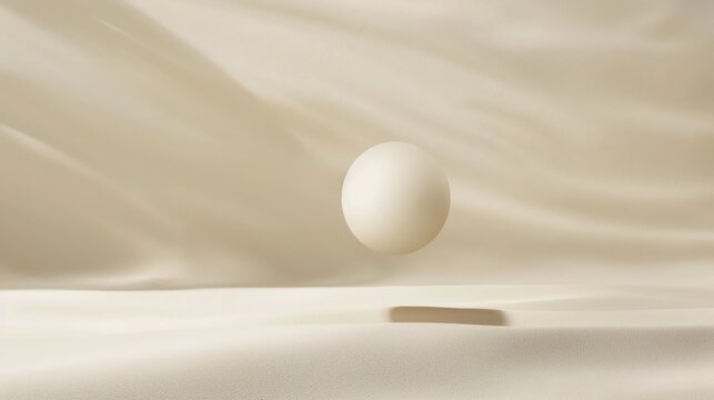 Modern serenity: a floating circle on a smooth ivory solid colored texture.