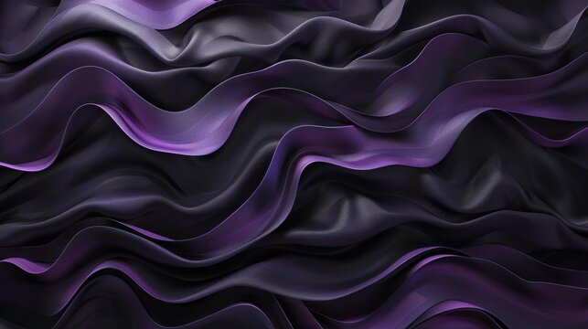 Abstract background with waves of dark and purple silk, creating a luxurious and elegant texture with flowing curves.