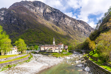 Fototapeta premium Bignasco Village view in Val Bavona of Switzerland
