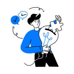 Get this doodle mini illustration of problem solution  © Prosymbols