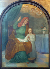 Education of the Virgin Mary, altar of Saint Anne in the parish church of the Visitation of the Blessed Virgin Mary in Garesnica, Croatia