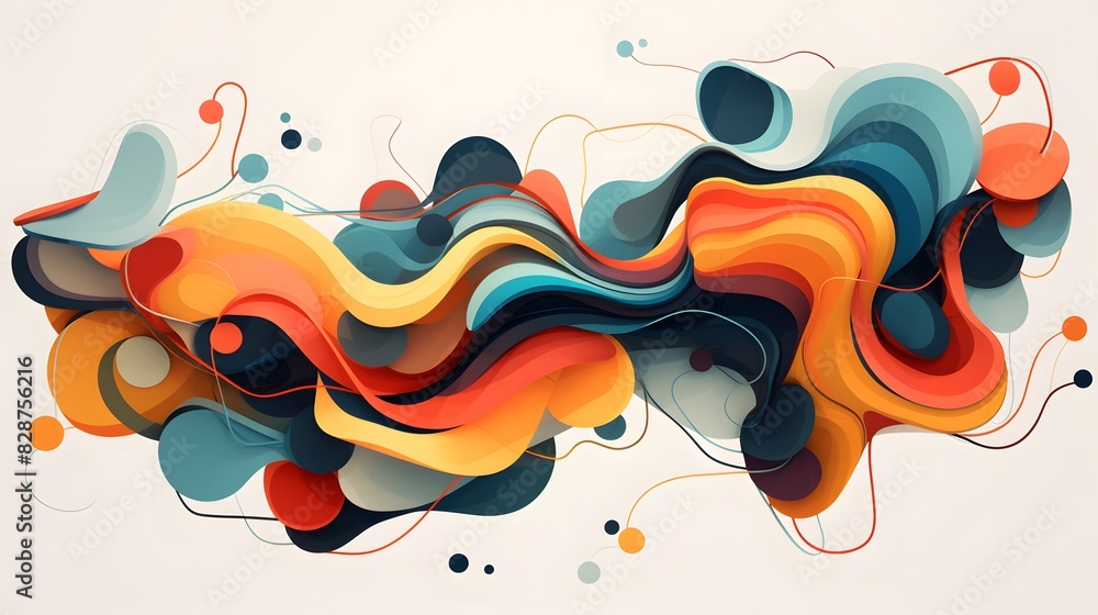Poster abstract background with swirling shapes and lines. colorful swirling patterns. generative ai.