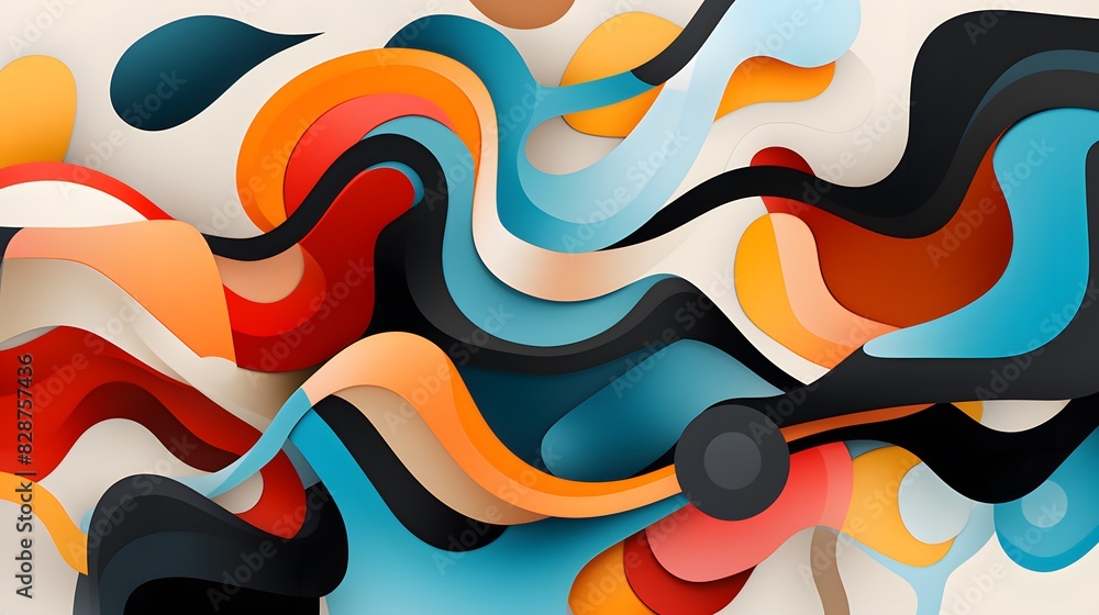 Poster abstract background with swirling shapes and lines. colorful swirling patterns. generative ai.