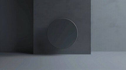 Minimalist elegance: a floating circle on a cool slate grey solid colored backdrop.