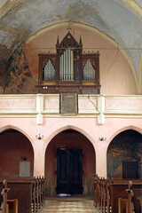 Choir with organ in the Parish Church of St. Anthony of Padua in Bukevje, Croatia