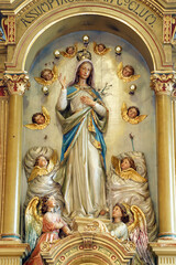 Assumption of Mary, statue on the main altar in the parish church of the Assumption of the Virgin...