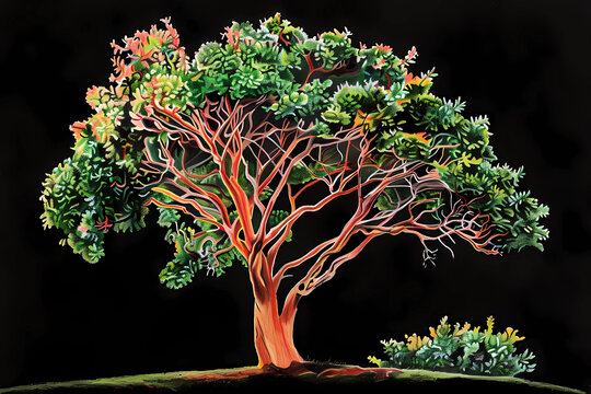 Padauk (Pterocarpus) (Colored Pencil) - Southeast Asia & Africa - Vibrant, reddish-orange wood, which is highly valued for furniture making and decorative purposes 
