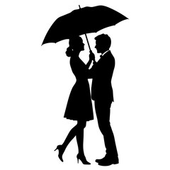 a high-resolution vector illustration of a realistic beautiful couple in black silhouette isolated on a white background