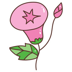  Morning Glory Flowers cute cartoon doodle
