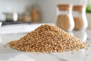 Obraz premium A pile of sesame seeds on a counter