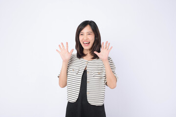 Asian woman isolated on white studio background