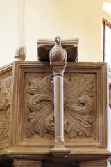 Pulpit in the parish church Saint Sylvester Pope in Kanfanar, Croatia