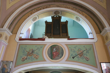 Organ on the choir in the parish Church of the Immaculate Heart of Mary in Ilova, Croatia