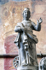 Fototapeta premium Saint Catherine of Alexandria, statue on the main altar in the Church of the Visitation of the Virgin Mary in Marija Gorica, Croatia