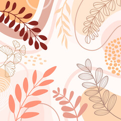 Design banner frame background .Colorful poster background vector illustration.Exotic plants, branches,art print for beauty, fashion and natural products,wellness, wedding and event.