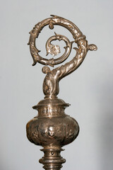 Catholic Bishop's Staff In the Abbot's treasury in the Saint Mark Church in Korcula, Korcula island, Croatia