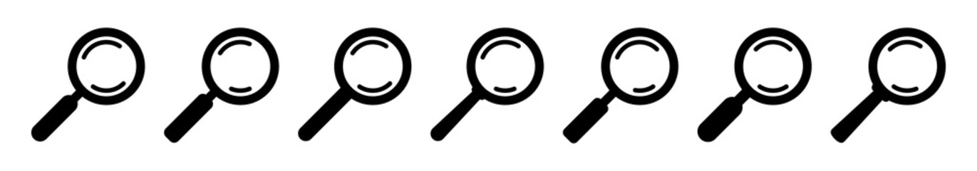 Magnifying glass icon, magnifier or loupe sign. Search icon.