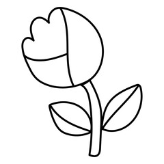 cute tulip cartoon doodle outline