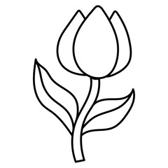cute tulip cartoon doodle outline