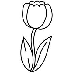 cute tulip cartoon doodle outline