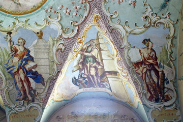 Gifts of the Holy Spirit, fresco on the ceiling of the church of the Holy Three Kings in Komin,...