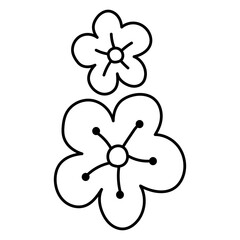 Plum Blossom cartoon doodle outline
