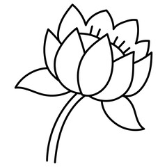 cute lotus cartoon doodle outline