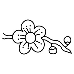  Cherry Blossoms cartoon doodle outline