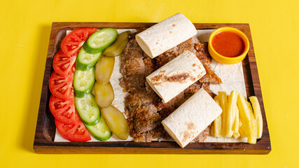 Beef portion doner kebab top view	
