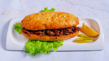 Beef doner kebab isolated close up