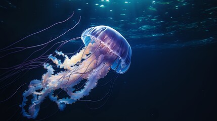 A Glowing Jellyfish in the Deep Blue Sea