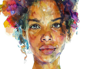 Vibrant Watercolor Portrait of Woman. Vector illustration design.