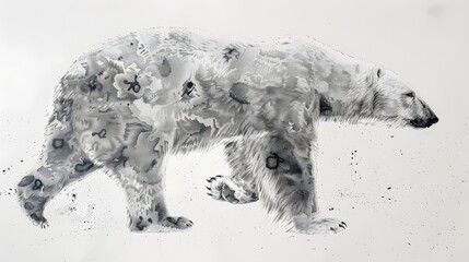 Fototapeta premium Pointillism of Polar Bear with Ice breath