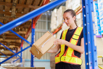 Female warehouse staff checking an items and inventory.