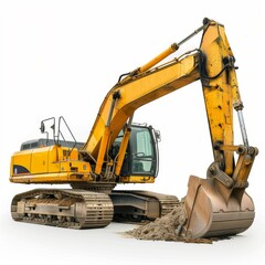 brand new excavator isolated on white background