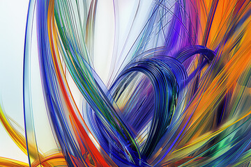Abstract colorful lines and curves, digital art style, light white background, blue green orange yellow red purple palette, high detail, hyper quality, high resolution, hyperrealism, hyperdetailed, sh