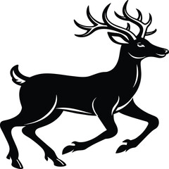 Deer silhouette illustration. Animal Linocut