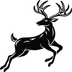 Deer silhouette illustration. Animal Linocut