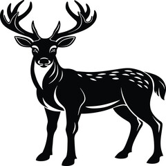 Deer silhouette illustration. Animal Linocut
