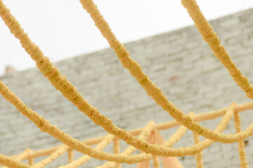 Hanging flower decoration marigold flower  on Onam festival background, Pongal and Diwali...