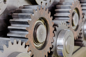 Group of pinions, part of gear box or servo mechanism