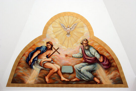 Holy Trinity, painting on the high altar in the parish Church of the Blessed Virgin Mary Help of Christians in Ivanec Bistranski, Croatia