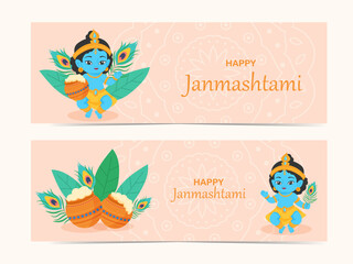 Happy Krishna Janmashtani vector illustration