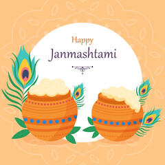 Happy Krishna Janmashtani vector illustration
