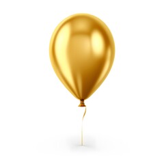 Realistic gold balloon. Holiday illustration of balloon on white background. Generative AI.