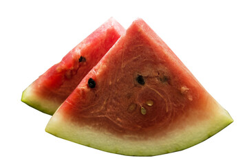 two pieces of ripe watermelon