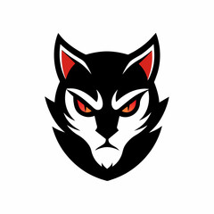 a minimalist Animal logo vector art illustration with an angry cat icon
