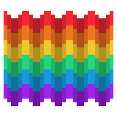 Waving LGBT Pride Flag, Pixel Art Icon, Isolated
